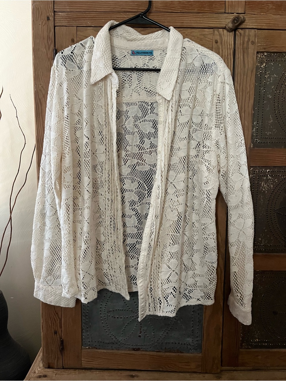 Flutterbye Cream Lace Button-Down Shirt